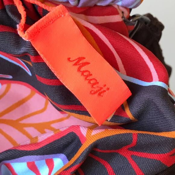 Maaji Bouquet Ebony Brown Reversible Puff Sleeve Crop Bikini Top - Picture 11 of 13